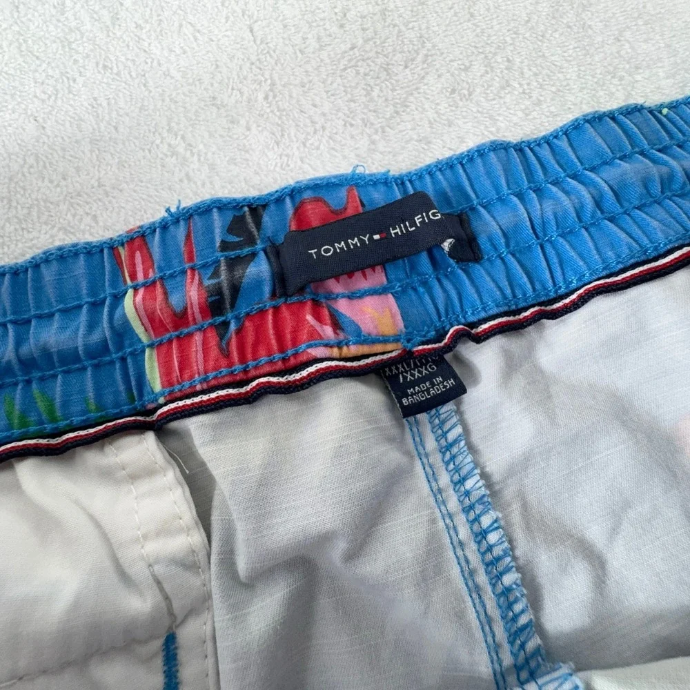 Tommy Hilfiger Shorts Mens 3XL Floral‎ Hawaiian Blue Tropical Drawstring 9
